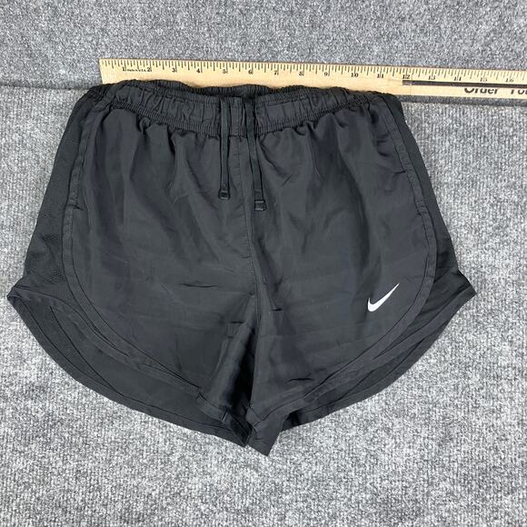 Nike Dri-Fit Shorts Womens L Black Mesh Sides Drawstring Athletic Activewear - Picture 1 of 10